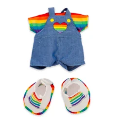 NuiMOs Small Plush Rainbow T-Shirt With Overalls And Trainers